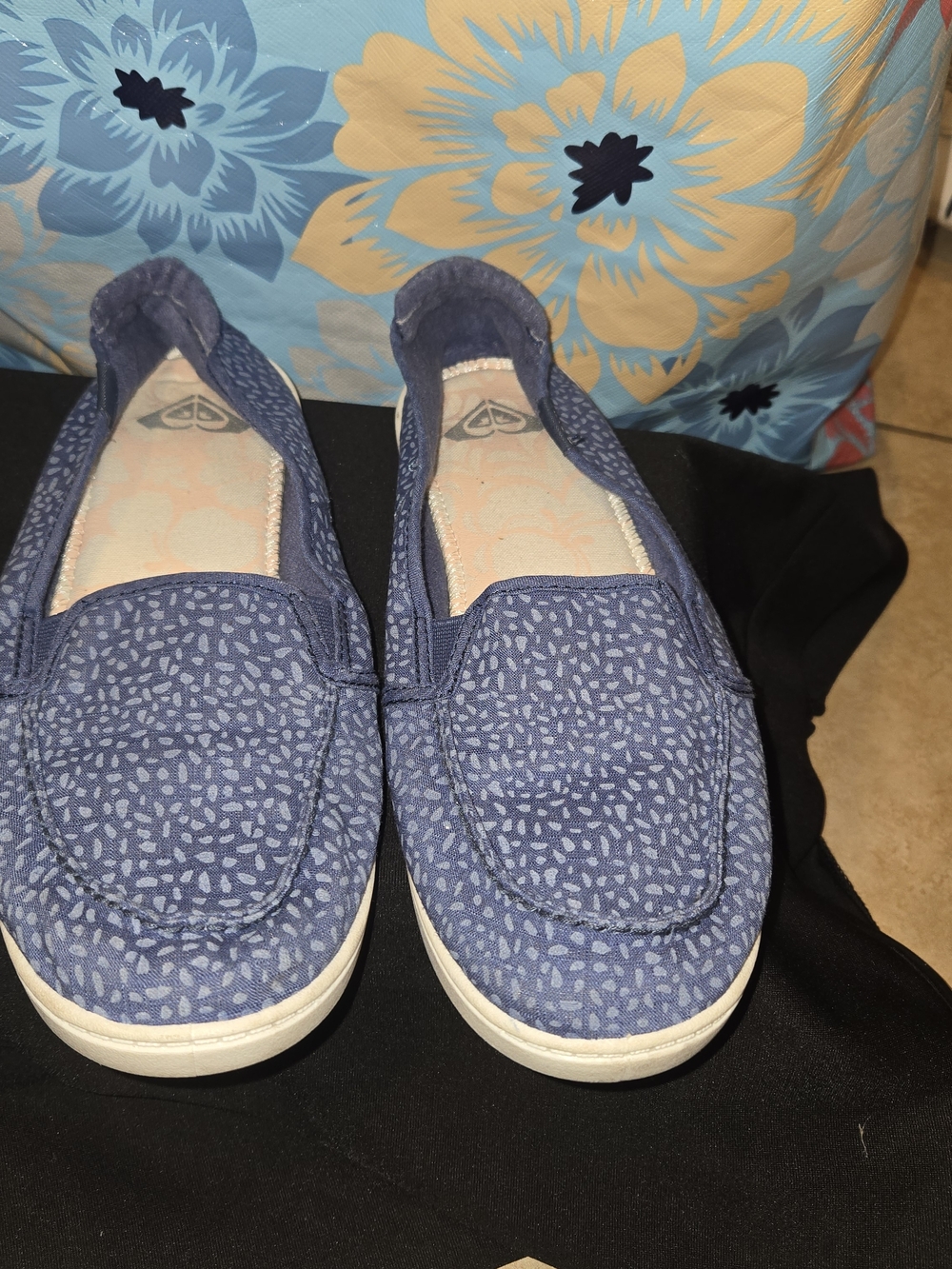 Roxy Blue Patterned Slip-On Flats